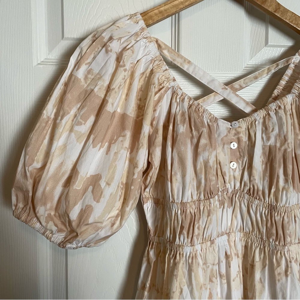 NWT Cleobella Catalina Midi Dress Watercolor Print Sz Small Neutral Tiered Boho - Picture 6 of 16